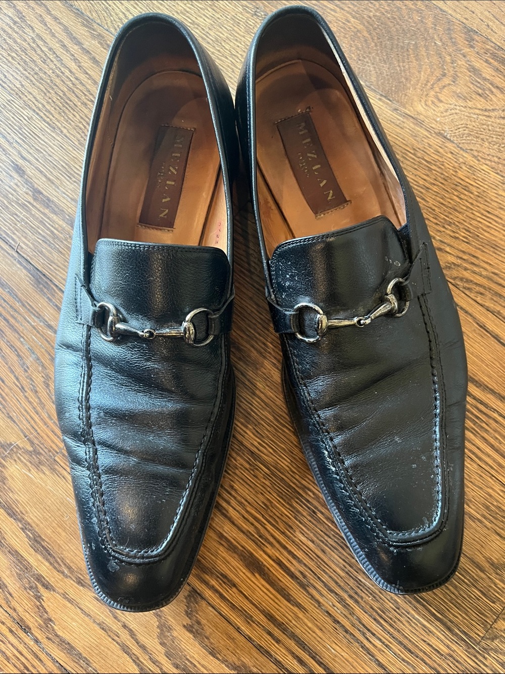 Mezlan Black Leather Loafers with Silver Bit 12
